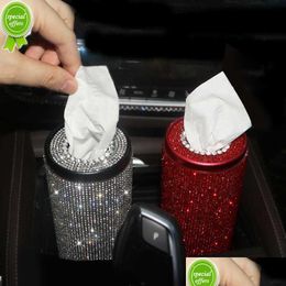 Other Interior Accessories New Bling Crystal Car Tissue Box Creative Diamond Paper Towel Tube Holder Case Home For Girls Drop Delivery Dhg0R