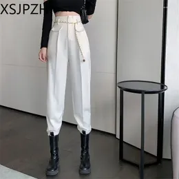 Women's Pants 2024 Spring And Autumn Temperament Fashion Simple High-waisted Trousers Suit Overalls White Design Sense