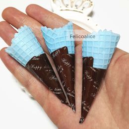 3Pcs Simulated Foods Ice Cone Diy Slime Charms Supplies Accessories For Pretend Play Kitchen Toys