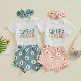 Clothing Sets 2024-12-18 Lioraitiin Born Baby Girl Summer Clothes Mama Is My Ie Ruffle Short Sleeve Romper Shorts Headband 3Pcs Outfits
