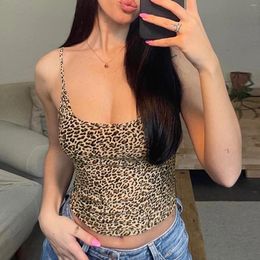 Women's Tanks Women Crop Camisole Casual Summer Leopard Print Spaghetti Strap Tank Tops Sleeveless T-Shirt For Streetwear Clubwear