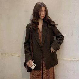 Work Dresses Make Firm Offers Han Edition Retro Loose Wool Tweed Suit Jacket Lapels V-neck Floral Dress