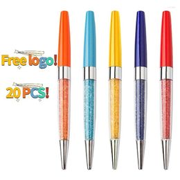 10pcs Metal Crystal Pen Printing Advertising Ballpoint Wholesale Flat LOGO Luxury Office Supplies