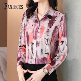 Women's Blouses FANIECES Blusas De Mujer Tie Dye Print Ladies Summer Shirts For Women Spring Autumn Long Sleeve Tops