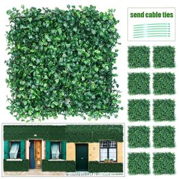 Decorative Flowers Artificial Plants Grass Wall Panel Boxwood Wedding Decoration Greenery Fake Backdrop Privacy Fence Home Garden Decor