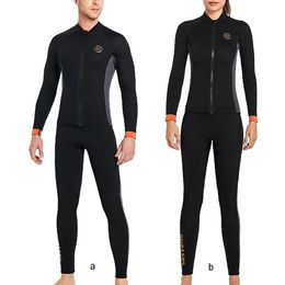 Diving Jacket High Efficiency Cold Proof Good Elasticity Long Sleeve Style Swimsuits Wetsuit Classic Crew Neck Men Black XL