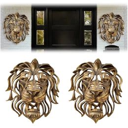 Rare Find Large Lion Head Wall Mounted Art Sculpture Gold Resin Lion Head Art Wall Luxury Decor Kitchen Wall Bedroom dropshippin 240520
