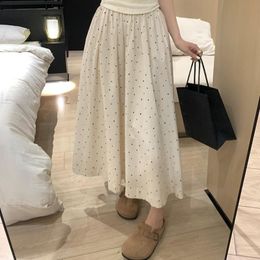 Polka Dot Long Skirt Women 2024 Spring and Summer New Arrived Thin Versatile Casual A-line Ankle Length High Waist Skirts Korean Style Office Lady Skirts Female