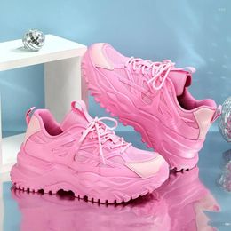 Casual Shoes Pink Platform Sports For Women 2024 Autumn Non Slip Chunky Sneakers Woman Fashion Couple Student Thick Sole Dad
