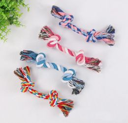 Pets dog Cotton Chews Knot Toys colorful Durable Braided Bone Rope 18CM Funny dog cat ToysMolar teeth resistant to bite5640132