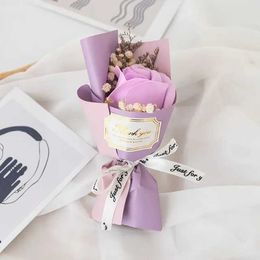 Decorative Objects Figurines Mini Rose Soap Flower Bouquet Artificial Home Decoration Valentines Day New Years Birthday Thanksgiving Gift H240521 O394