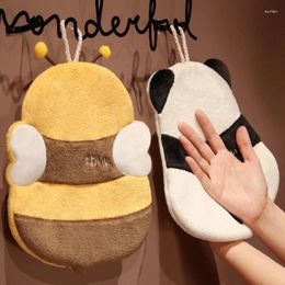 Towel Cartoon Panda Bee Shaped Hand Towels Thickened Soft Coral Velvet Super Absorbent Cute Handkerchief Kitchen Hanging Terry