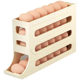 Storage Bottles Rolling Eggs Dispenser For Refrigerator 4 Tier Organizer Space Saving Down Egg Holder Container Kitchen