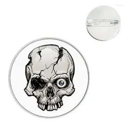 Brooches Vintage Skeleton Skull Brooch Pins Badge Glass Gems Metal Pin For Clothes Hat Accessories Gift