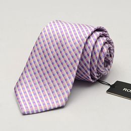 Violet Plaid Ties for Men 8cm Designer Fashion Brand Necktie Suit Mens Ties Wedding Party Gravata Corbatas Cravates 240522