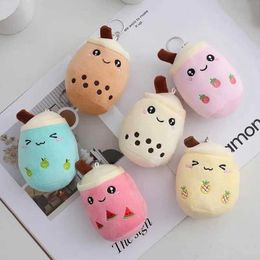 Plush Pillows Cushions 1Pc Pearl Milk Tea Plush Doll Toy Kawaii Fruit Milk Tea Cup Pillow Soft Fill Plush Toy Keychain Backpack Pendant Toy Gift H240521