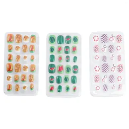 False Nails 3 Sets Summer Children Nail Tip Stickers Decor Manicure Accessory Decorative Fake Plastic Patch