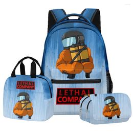 Backpack Hip Hop Novelty Lethal Company 3D Printed 3pcs/Set Student School Bags Travel Notebook Lunch Bag Pencil Case