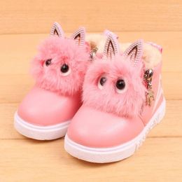 Boots TELOTUNY Cute Girls Leather PU Snow Kids Shoes Autumn And Winter Children's Plus Velvet Warm X0510