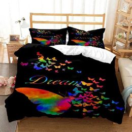 Bedding sets Colourful Butterfly Duvet Cover Set Comforter with cases for Girls Gift Single Double Queen 3Pcs Full Size H240521 KPT9