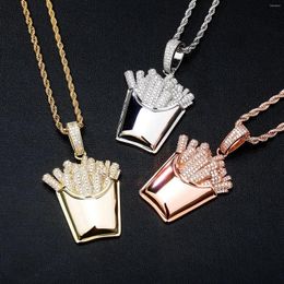 Pendant Necklaces Hip Hop Luxury Colourful French Chips Men Necklace Zircon Oxide Fashion Jewellery