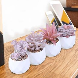 Decorative Flowers 1PCS Potted Succulents Plants Ceramics Bonsai With Pots Cement Artificial Flower Fake For Wedding Garden Home