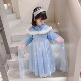 Girl Dresses Girls' Winter Xinsha Princess Dress Mesh Gradient Colour Two-Piece Set Children Shirt