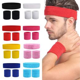 2Pcs Sport Wristbands 1Pcs Headband Towel Sweatband Set For Yoga Basketball Tennis Fitness Run Head Band Wrist Brace Protector 240522