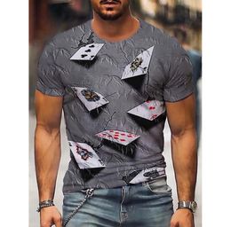 Playing card men039s 3D Print T shirt graphic optical illusion short sleeve party top street punk and gothic crew neck summer6777585