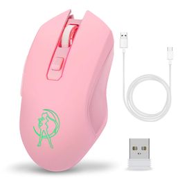 Rechargeable Wireless Mouse 6 Buttons 2.4G Wireless Mouse 2400 DPI Adjustable RGB Breathing Light for Laptop Desktop Computer 240522