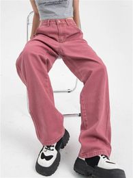 Women's Jeans 2024 Summer Woman High Waist Wide Leg Denim Trouser Baggy Chic Ladies Pink Streetwear Vintage Straight Loose Jean Pant