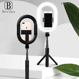 Selfie Monopods A8 wireless Bluetooth compatible selfie stick foldable handheld remote control shutter tripod with LED ring photography d240522