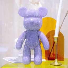 Action Toy Figures 5D Diamond Crystal Bear Pattern Water Violent Flash Decal Handmade Brick Doll Living Room Decoration Gift H240522