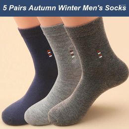 Men's Socks 5 Pairs High Quality Men Thickened Wear-resistant Black And White Comfortable Breathable Deodorization Mid Tube