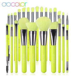 Docolor Professional Neon Green Makeup Brush Set Foundation Blending Face Powder Blush Concealers Eye Shadows Makeup Brush Tools 240522