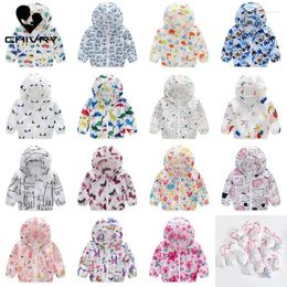 Jackets 2024 Kids Clothes Boys Children Hooded Zipper Sun Protection Baby Fashion Print Coat Infant Waterproof Hoodies For Girls