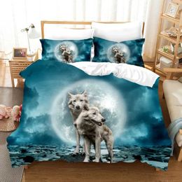 Bedding sets Wolf Cute Animal Set 3D Kids Adult Luxury Gift Duvet Cover Soft Comforter Single Full King Twin Size Quilt H240521 KL0F