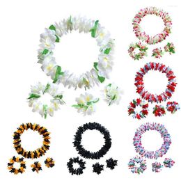 Decorative Flowers Party Supplies Hawaiian Artificial Flower Garland Colorful Tropical Beach Necklace Headband Costume Aloha Theme