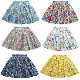 Skirts Girls Summer Cotton Floral Princess Pleated Ballet Skirt Sweet Kids Tutu Skirts Elastic Wais Mini Short Skirt Clothes For Girls Y240522