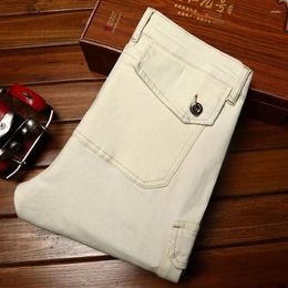 Men's Jeans High End Multi-Pocket Design Slim Fit Skinny Stretch Fashion Personal Leisure Haulage Motor Long Pants