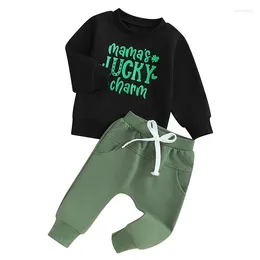 Clothing Sets Toddler Boys Ireland Festival Outfits Shamrock Letter Print Long Sleeve Sweatshirts And Pants 2Pcs Clothes Set