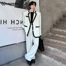 Men's Tracksuits LUZHEN Patchwork Colour Contrast Design Korean Trendy Suit Jackets Two-piece Sets Elegant Handsome Straight Pants LZ3563