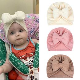 Hair Accessories Baby Turban Newborn Knitted Hat Cute Solid Color Baby Girls Boys Hat Bowknot Turbans Soft Infant Cap Baby Hair Accessories Y240522