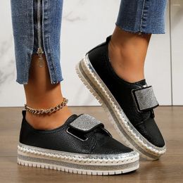 Casual Shoes Sneakers Women's Loafers Luxury Female Platform Fashion Rhinestone Slip-on Cross Tied Soft Women