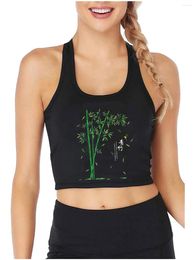 Women's Tanks Chinese Wind Green Bamboo Graphic Sexy Slim Crop Top Street Fashion Elegant Tank Tops Loves Natural & Pastoral Style Camisole