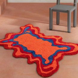 Carpets Abstract Art Tufted Mat Super Absorbent Floor Rug Orange Blue Bathroom Non-Slip Soft Bedroom Decoration 70x120