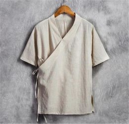 fashion Solid Men Cotton Linen Summer Shirt 2018 Casual Comfort Fit Folk Styles Vintage Man Kimono Clothes Plus Size Black6239853