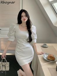 Casual Dresses Puff Sleeve Dress Women Mini Slim Sexy Elegant Ulzzang Stylish Mujer Vestidos Fashion Summer French Style Tender Ins Young