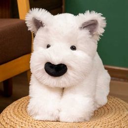 Plush Dolls 35cm Kawaii Fluffy Hair West Highland Dog White Terrier Plushie Soft Puppy Plush Toy Stuffed Lifelike Animals Baby Appease Doll H240521