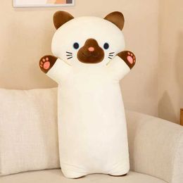 Plush Dolls 75cm Kawaii Soft Long Siamese Cat Pillow Stuffed Plush Toys Nap Pillow Home Comfort Cushion Boy Girl Birthday Gift cute plushies H240521 2NLN